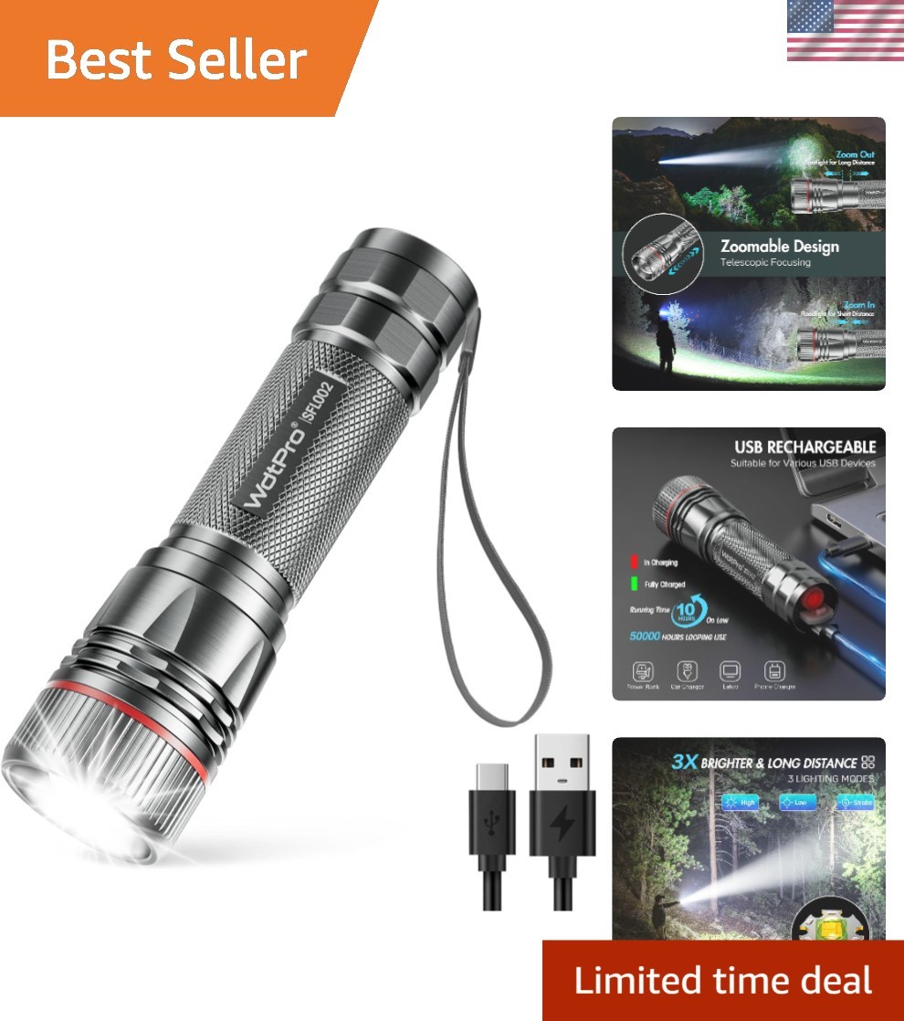 Rechargeable Flashlights High Lumens, 1 Pack 10H Long Lasting Super Bright ED…