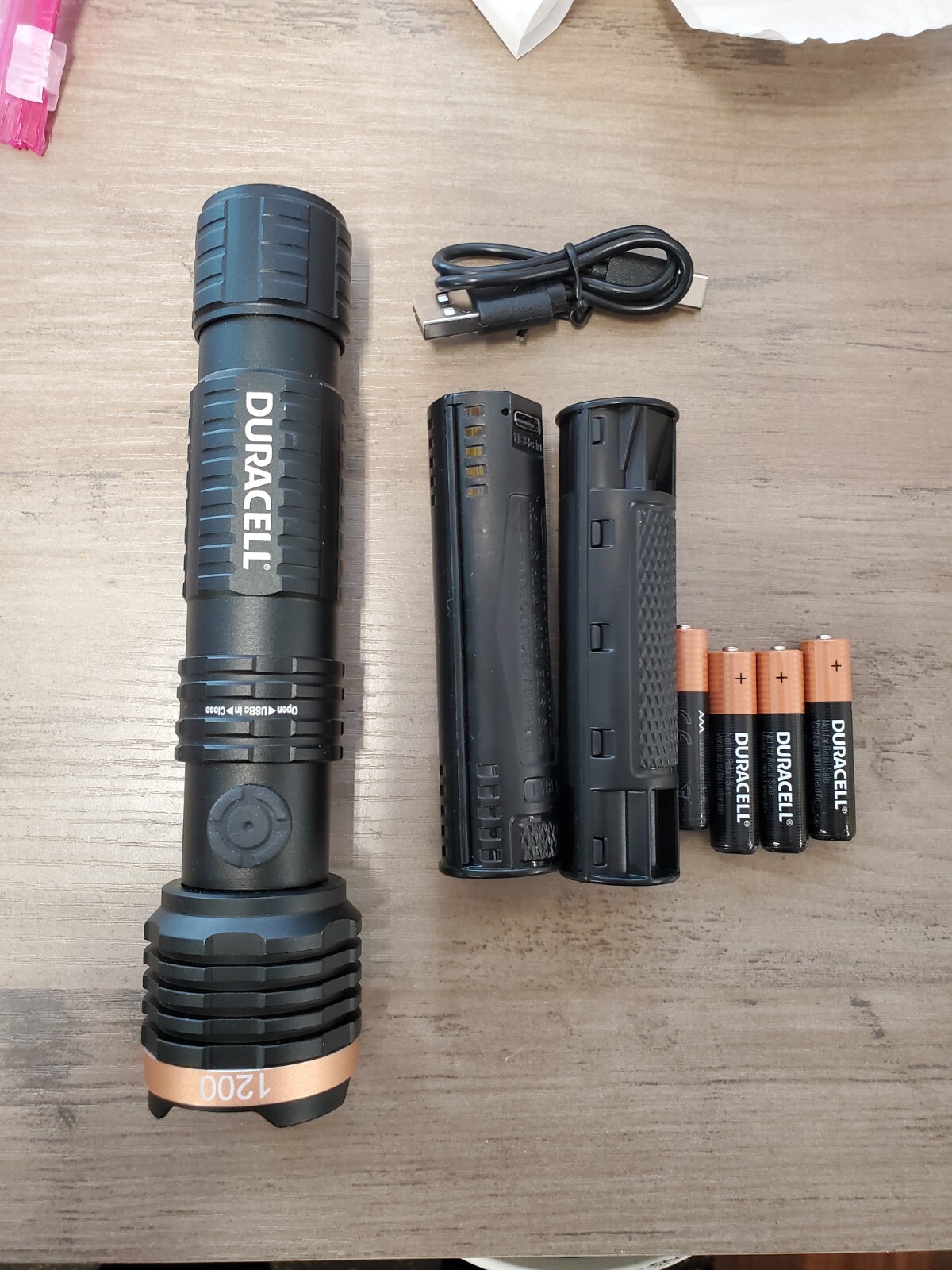 Duracell Durabeam Ultra Flashlights Dual Power Rechargeable Battery, 1200 Lumens