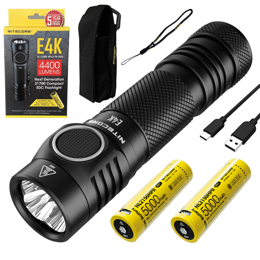 NITECORE E4K EDC Flashlight 4x CREE XP-L2 V6 4000 Lumens w/ EXTRA NL2150HPR