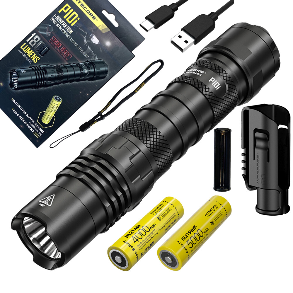 NITECORE P10i Type-C Rechargeable Flashlight 1800 Lumen w/ EXTRA 2150HPi Battery