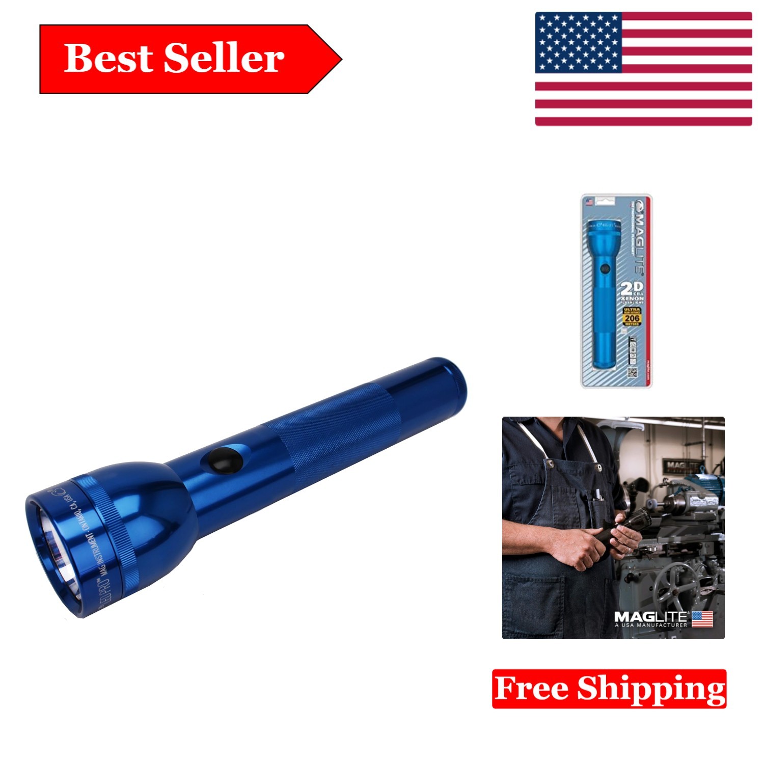 Reliable 2-Cell D Flashlight in Elegant BLUE – Ideal for Camping & Emergencies