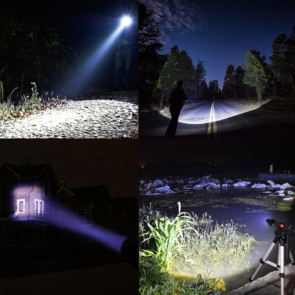 2 Pack Super-Bright LED Tactical Military Flashlight Torch 5 Modes Zoomable Lamp