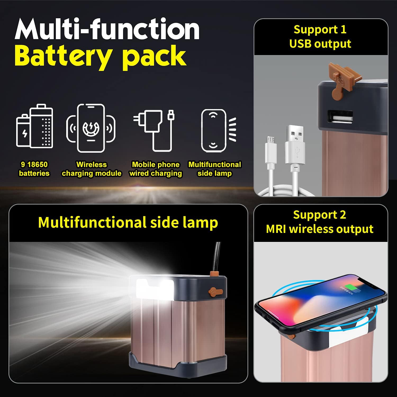 Rechargeable LED Headlamp Waterproof Spotlight 22000mAh Battery