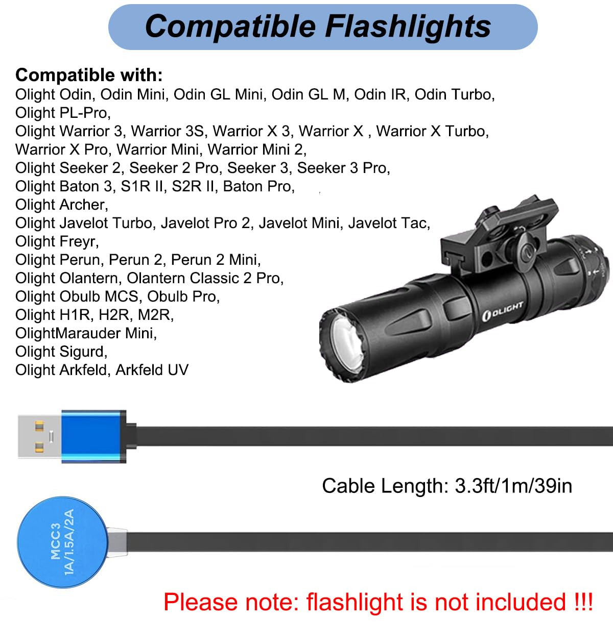 MCC 3 Charger for Olight Odin/Odin Mini/Pl-Pro/Baton3 Series/Warrior 3S/Perun