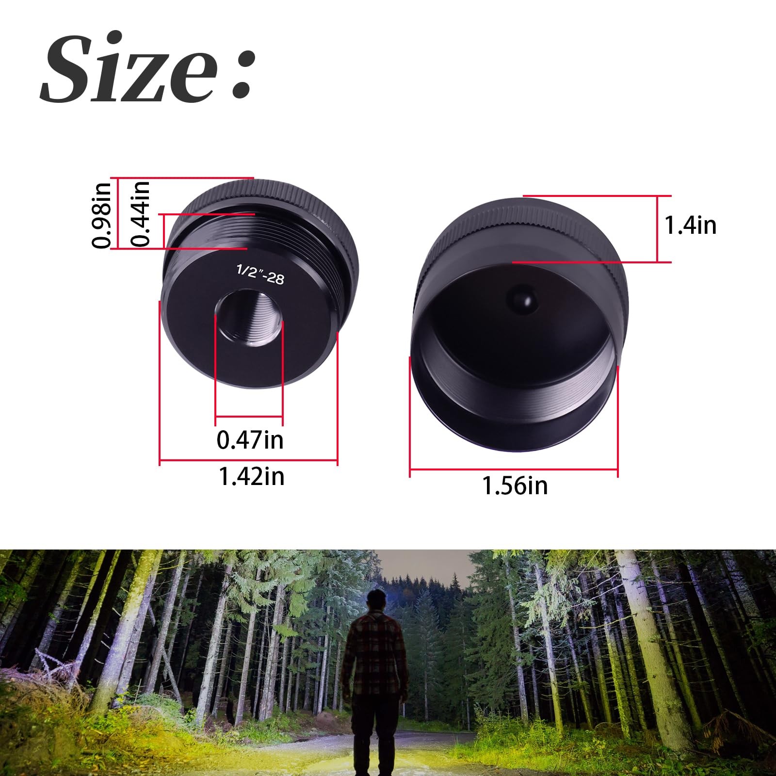 1/2″28 Threaded Aluminum End Caps Secure Attachment Black 2 PCS