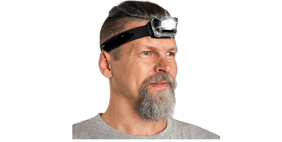 LED Headlamp Flashlight with White & Red Light Waterproof Adjustable Strap