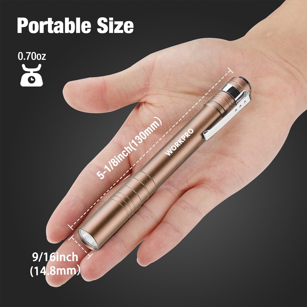 WORKPRO 4PCS Mini LED Flashlight Ultra Bright Aluminum Handheld Pocket Pen Light