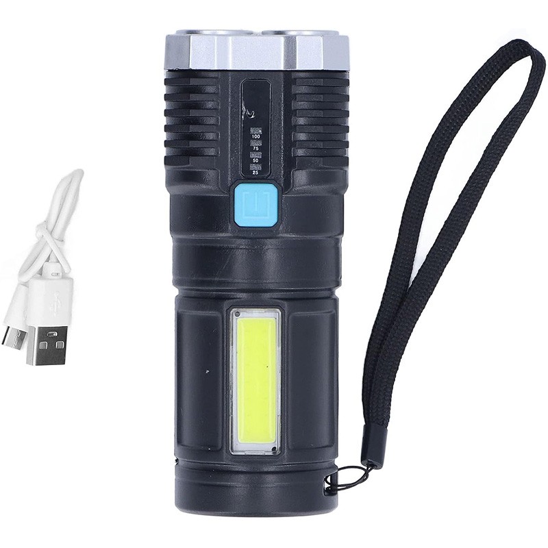 High Power LED Flashlights Camping Torch With 4 Lamp Beads And COB Side Light