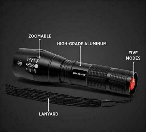 Gearlight S1000 LED Tactical Flashlight [2-PACK] – High Lumen, Zoomable, 5 Modes
