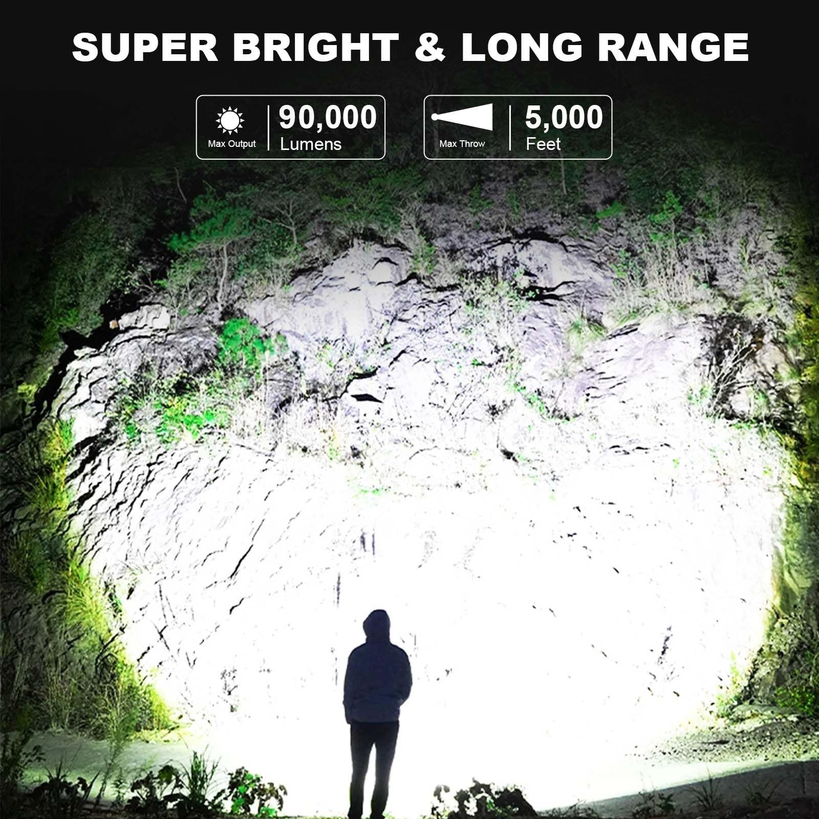 Super Bright 90,000 Lumens Rechargeable Spotlight for Hunting Camping