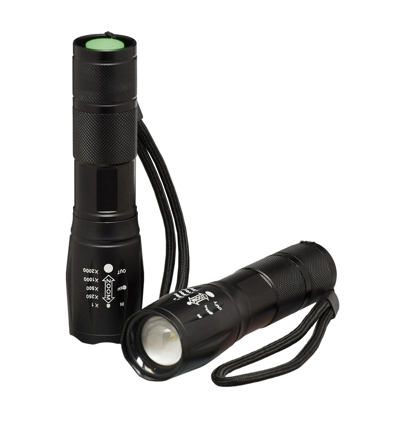 LED Flashlight Metal Finish IPX6 Waterproof , 2pack