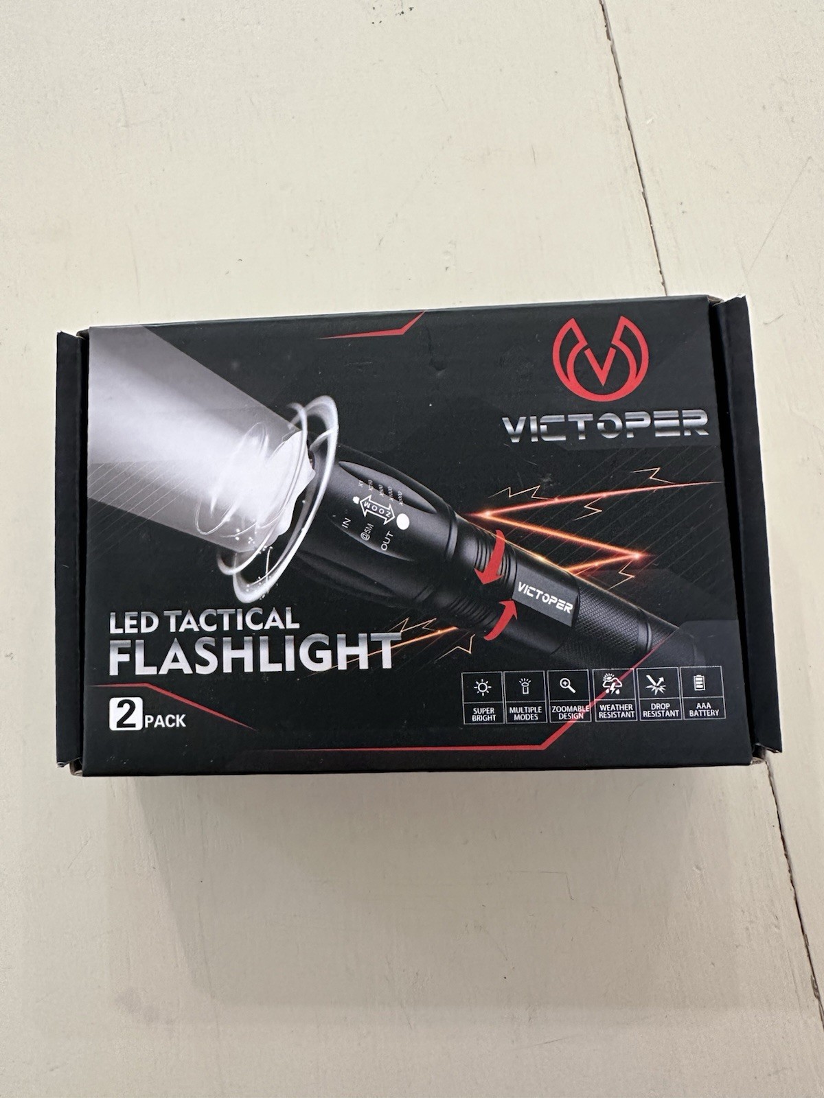 Victoper LED Flashlight 2 PACK, Bright 2000 Lumens Tactical Flashlights High