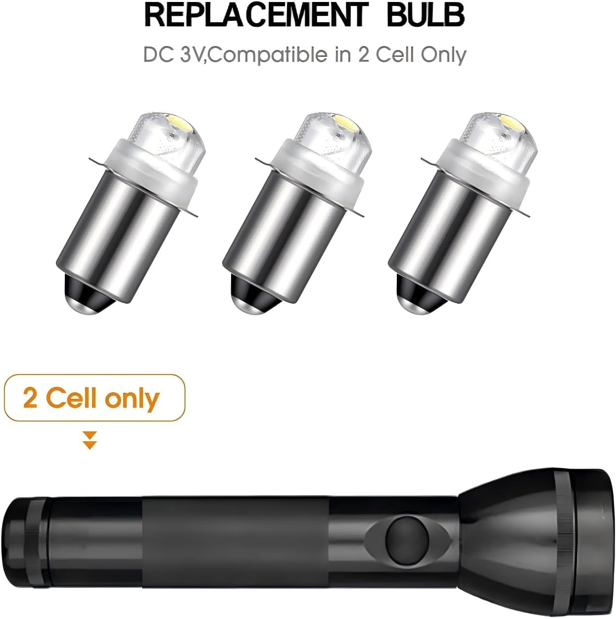 30 Lumen 3-Volt LED Torch Bulbs – Compact Size with 10 Lifespan (2-Pack)