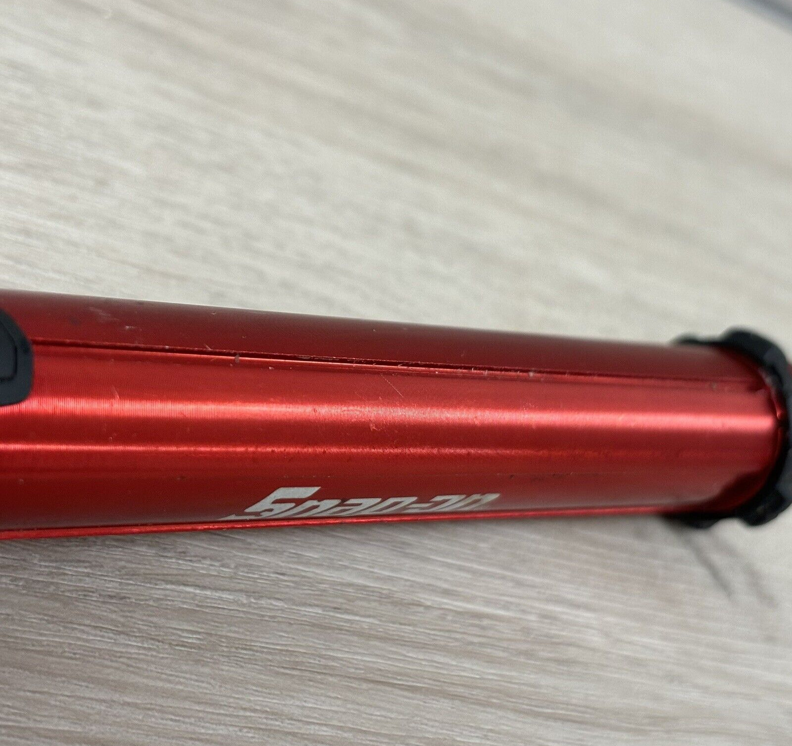 SNAP-ON Small Flashlight Red Anodized Aluminum Metal 7.25” Mini Light Tool