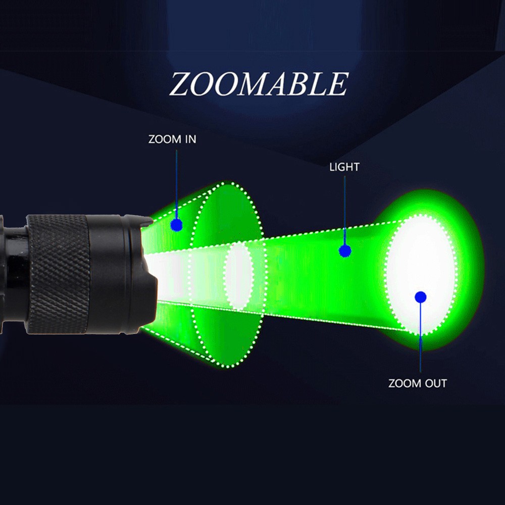 2 Pack Green Light Flashlight 3Modes LED Hunting Camping Lamp Torch