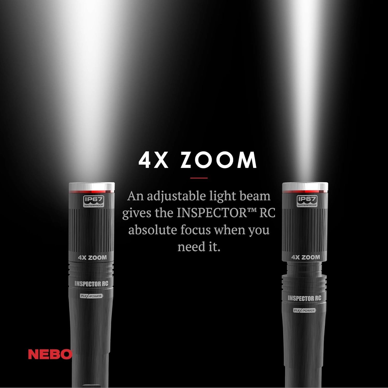 NEBO Rechargeable Pen Light Flashlight 360-Lumens Inspector 1 pack, Black