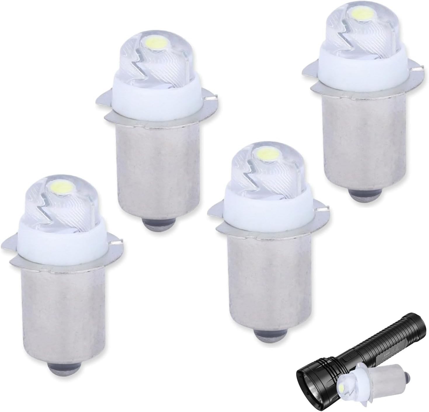 4 Pack Flashlight Bulbs 30 Lumen 3-Volt LED PR6 Replacement Bulb for Flashlig…