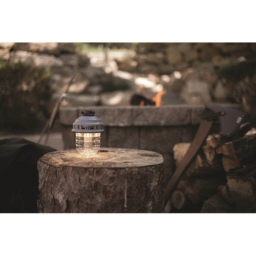 Barebones Living Beacon Hanging Lantern Slate Stamped Steel Rechargeable Battery