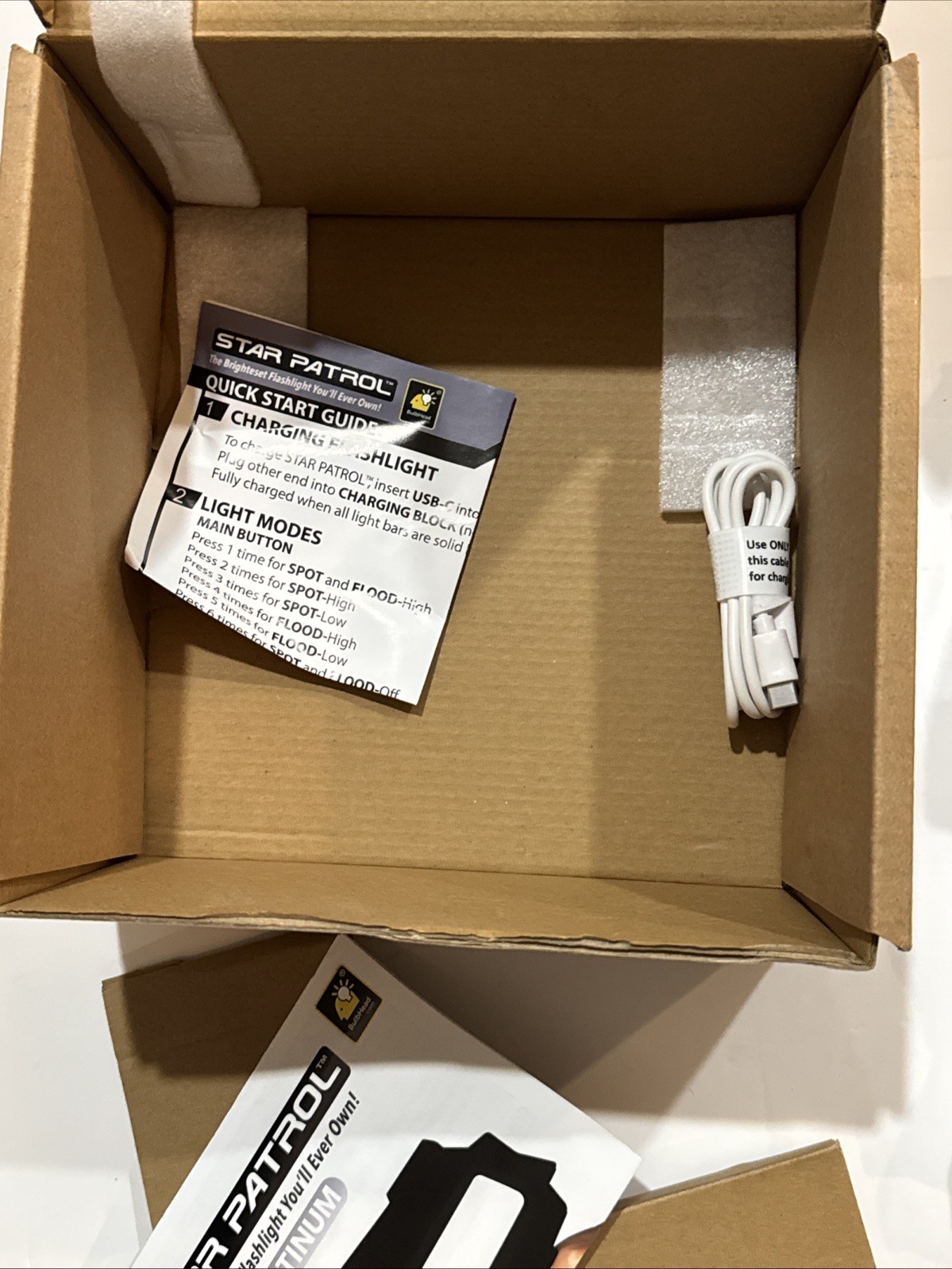 Star Patrol Platinum Mega-Bright Rechargeable Spotlight, AS SEEN Tac Openbox