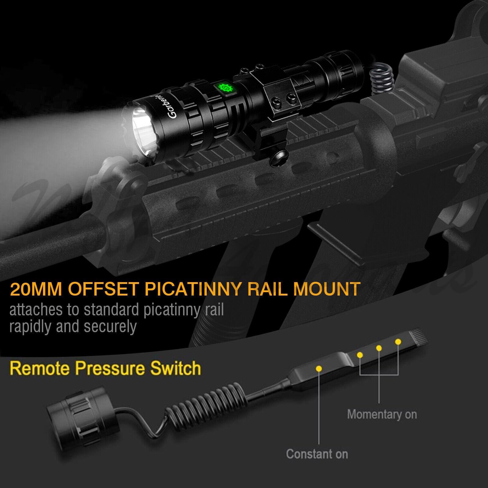 1/2Pack Tactical Gun Flashlight with Picatinny Rail Mount for Hunting Shooting