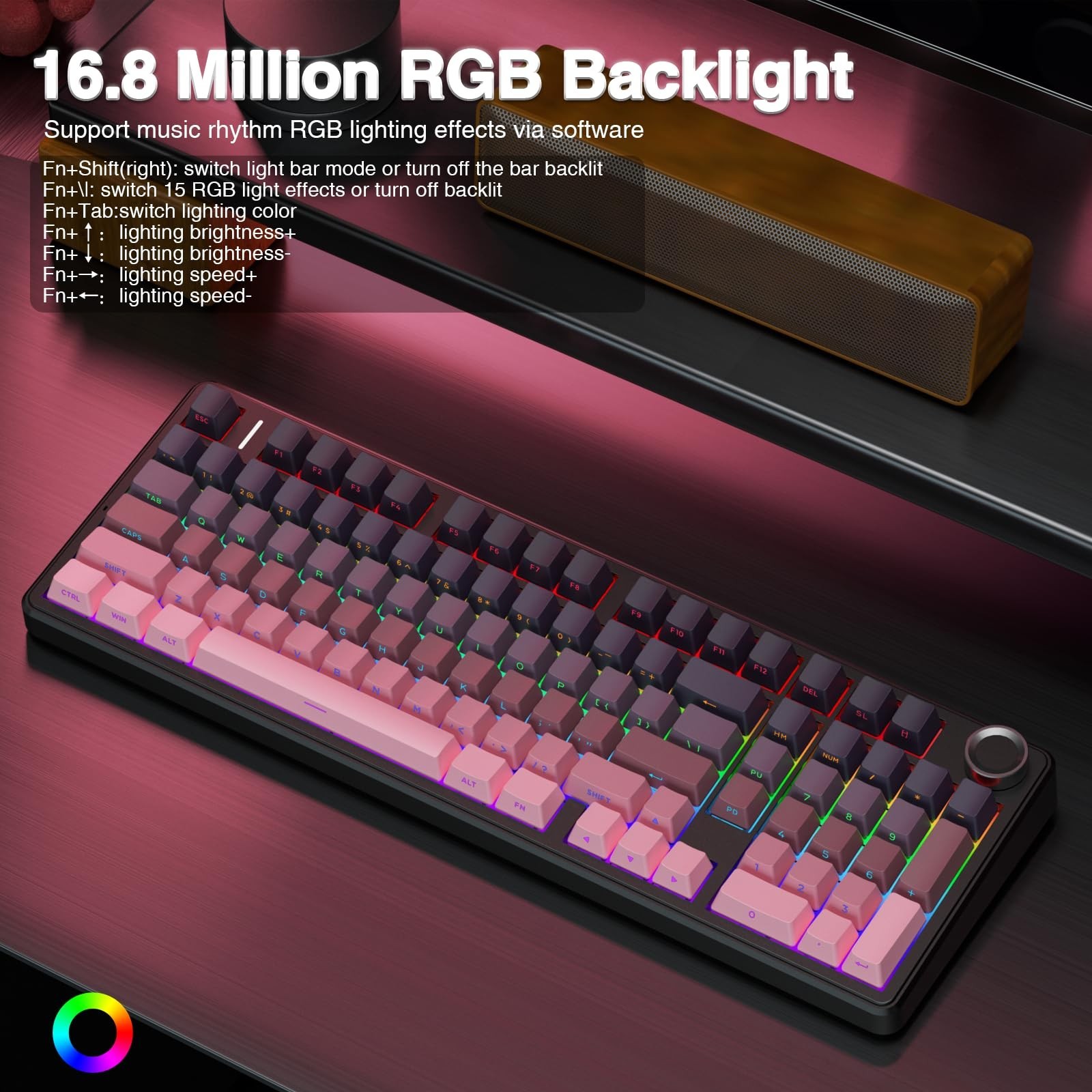 AULA F99 Pro Wireless Mechanical Keyboard with Knob,Tri-Mode BT5.0/USB-C/2.4G…