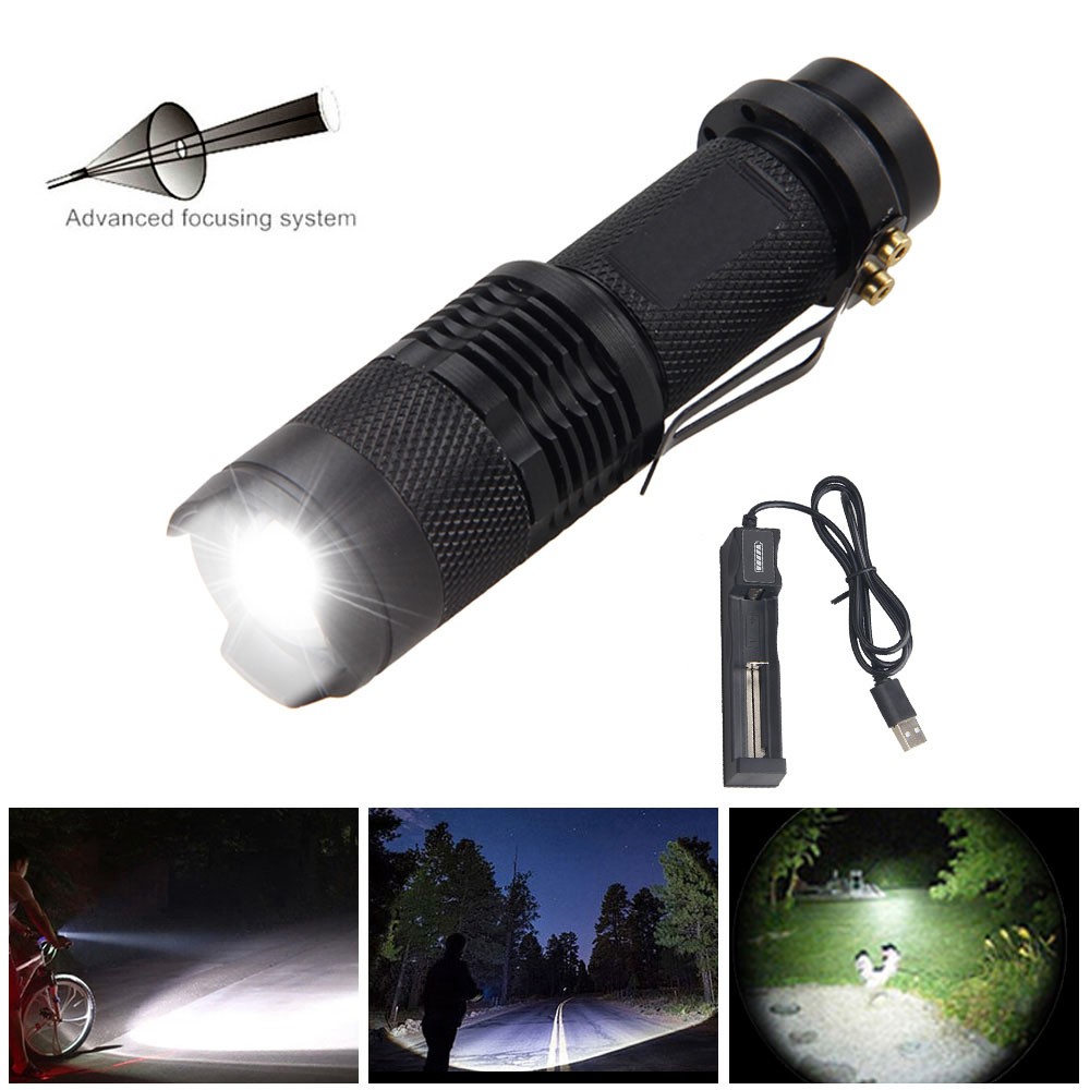 2 Pack Red Light Flashlight 3 Modes LED Hunting Camping Lamp Torch
