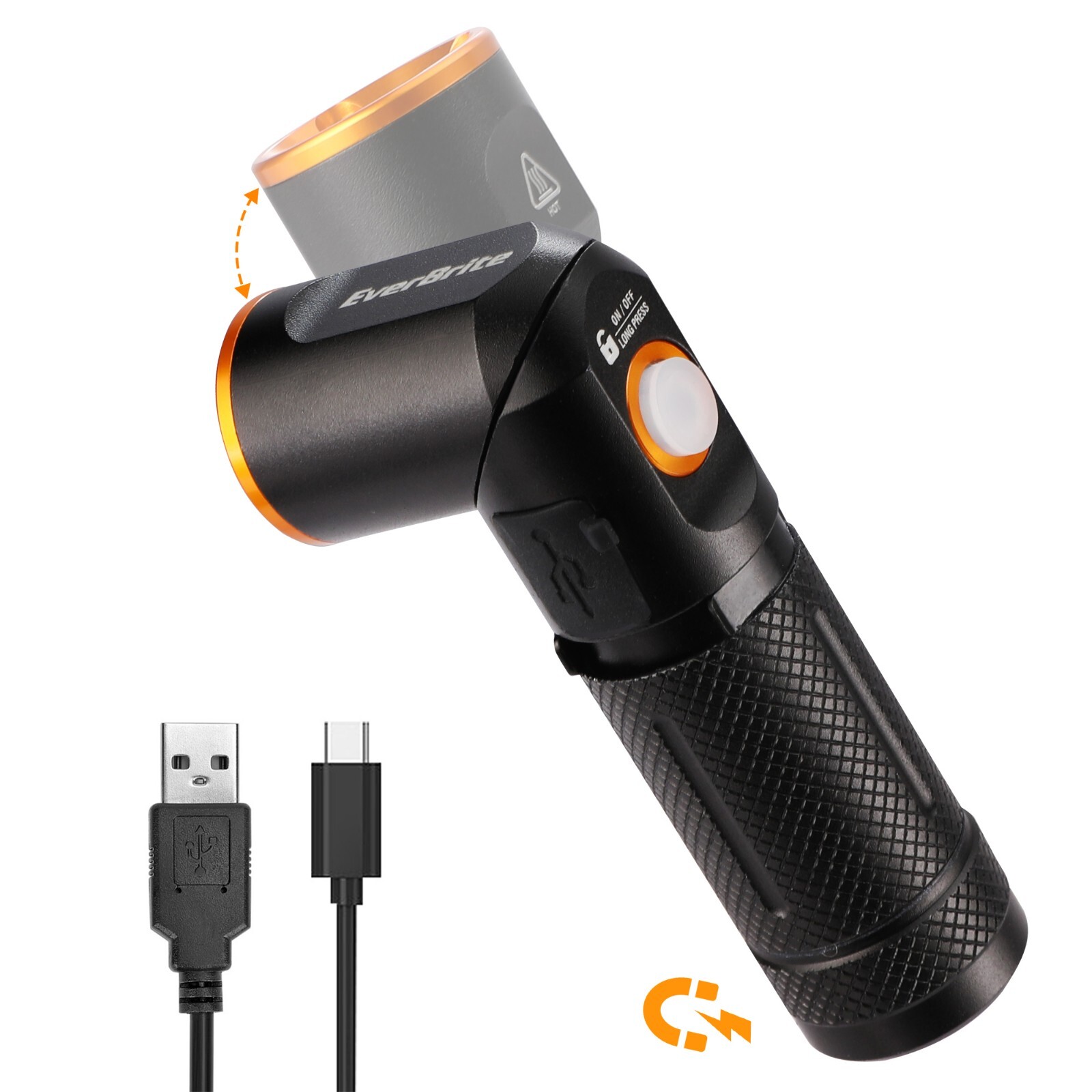600 Lumens Tactical Flashlight, 90 Degree Pocket Pen Light with Magnet w/3 Modes
