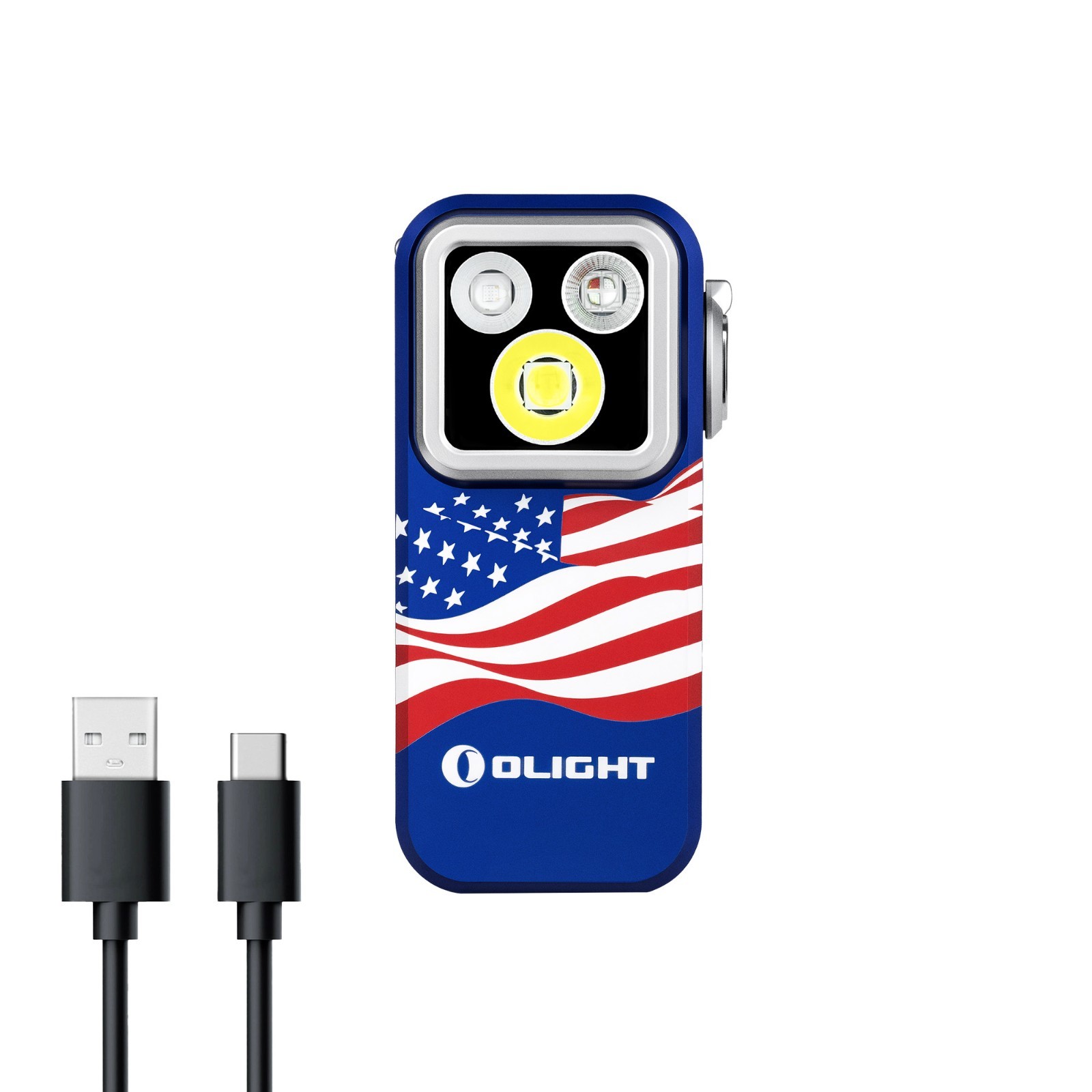 Olight Oclip Pro S 600 Lumen Rechargeable Clip-On Flashlight (Stars and Stripes)