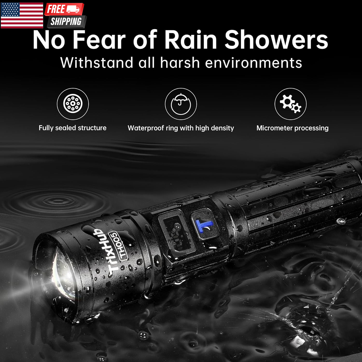 Rechargeable Flashlights 2 Pack, Super Bright High Lumens Flash Light, 5 Modes Z