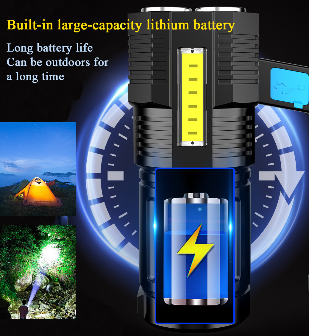 990000LM Portable Searchlight USB Rechargeable 4-Modes Handheld Flashlight Set
