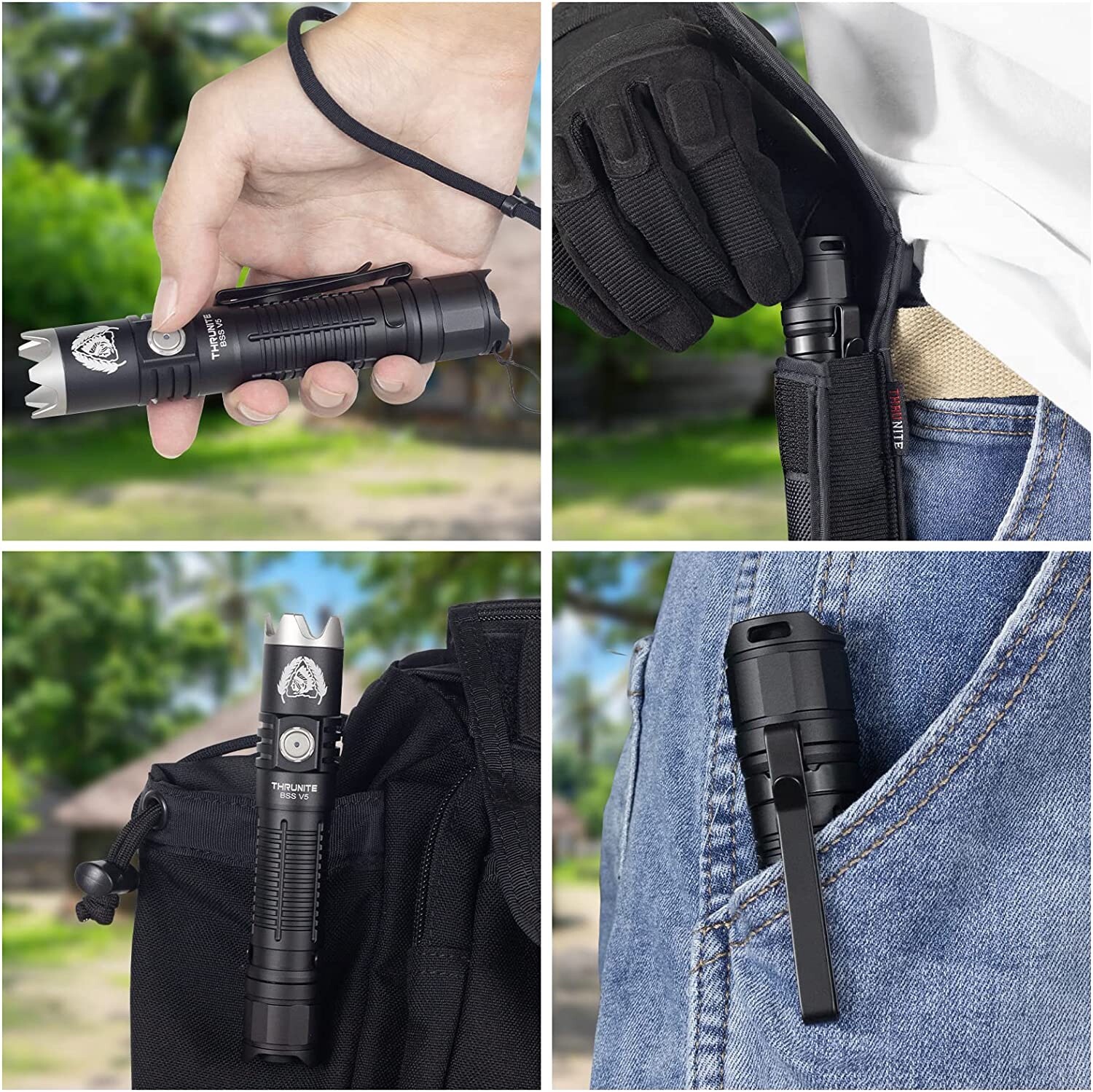 ThruNite BSS V5 LED Flashlight, USB Rechargeable Flashlight, Black – CW