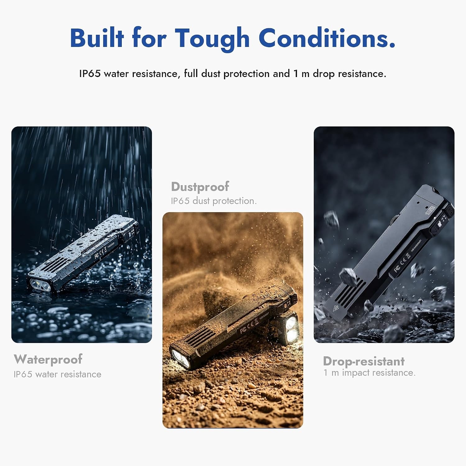 X5 Flashlight Rechargeable, 1300 Lumens Bright Flashlight 6 Modes | White LED, U