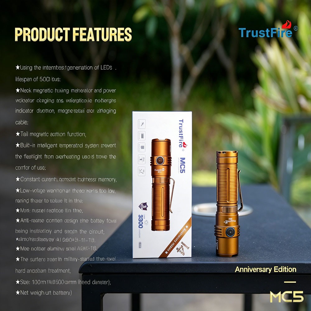 TrustFire MC5 3300Lumen Magnetic LED Flashlight Powerful Waterproof