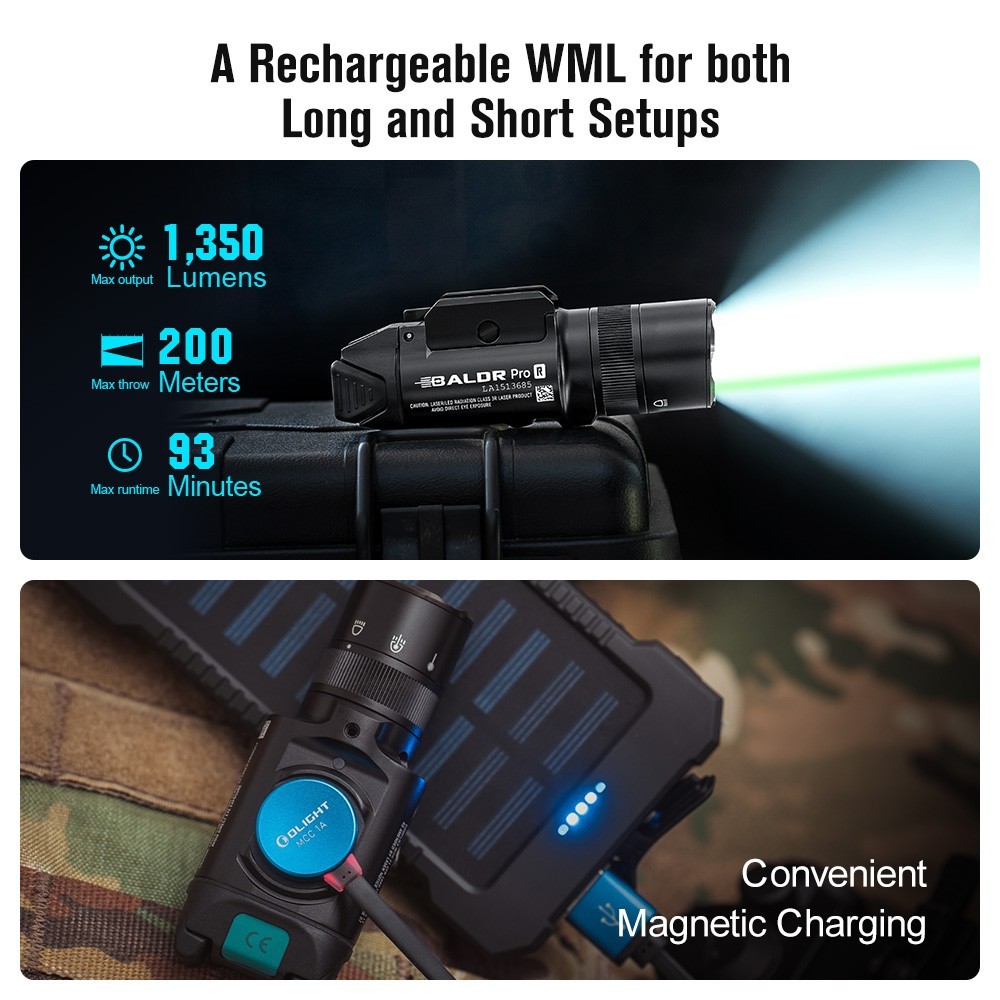 Olight Baldr Pro R Rechargeable Tactical Light with Green Laser