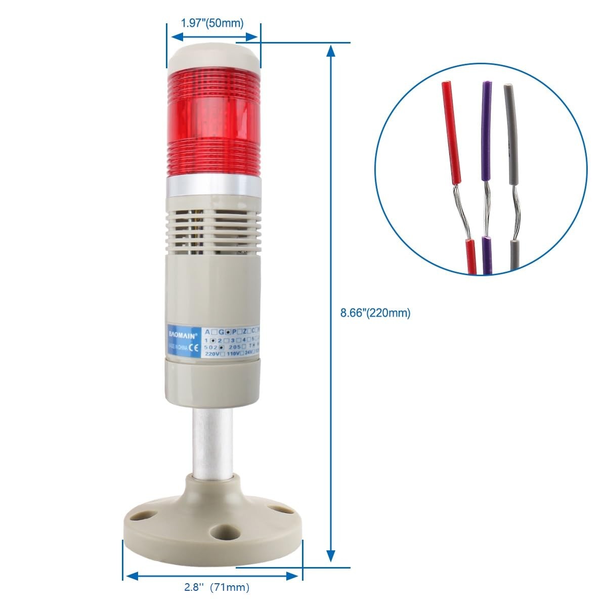 Industrial Signal Light Column LED Alarm Round Tower Light Indicator Continuo…