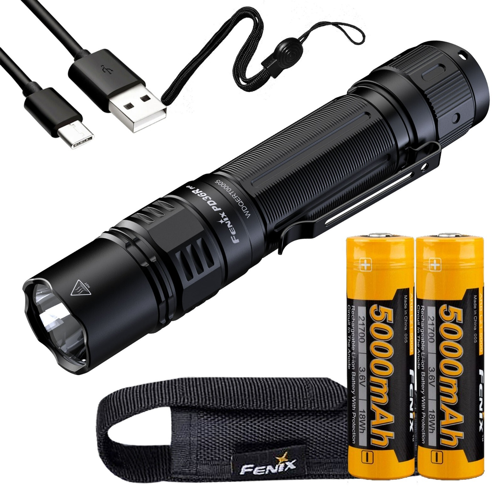 Fenix PD36R Pro 2800 Lumen Rechargeable Tactical Flashlight with 2x Battery
