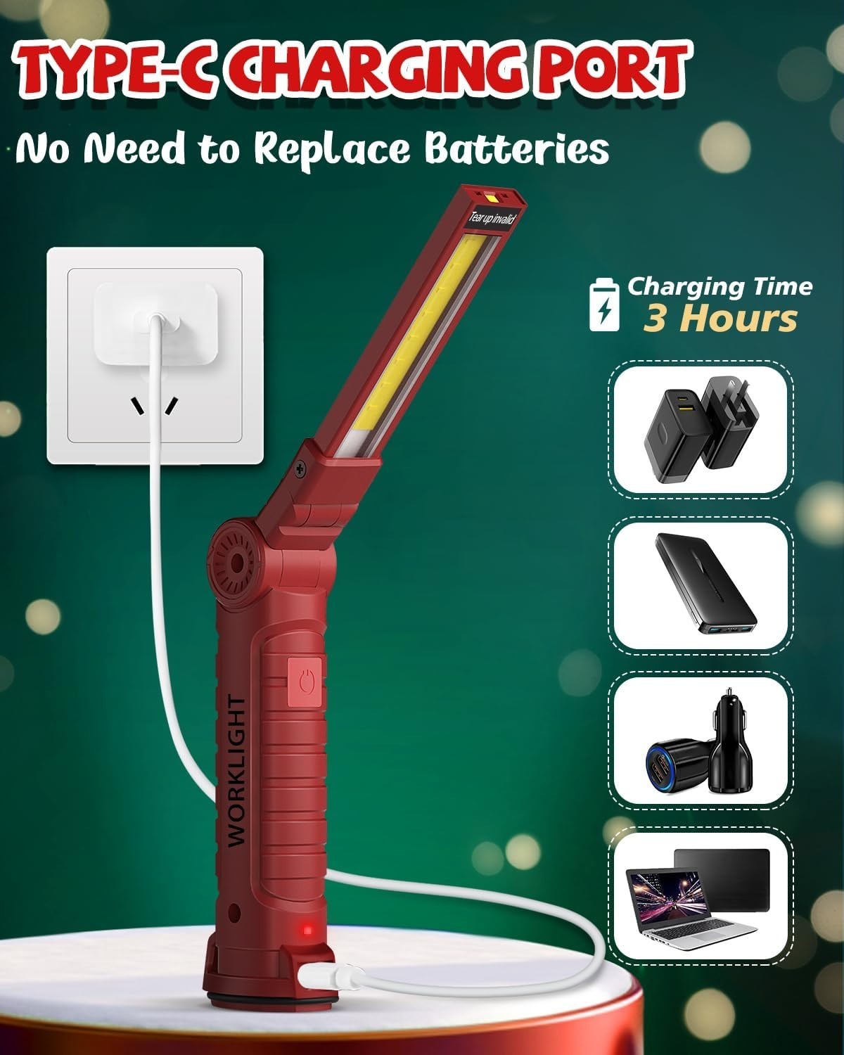 Ultimate Tool Gift: 4 Pack Rechargeable LED Work Lights with Magnetic Base