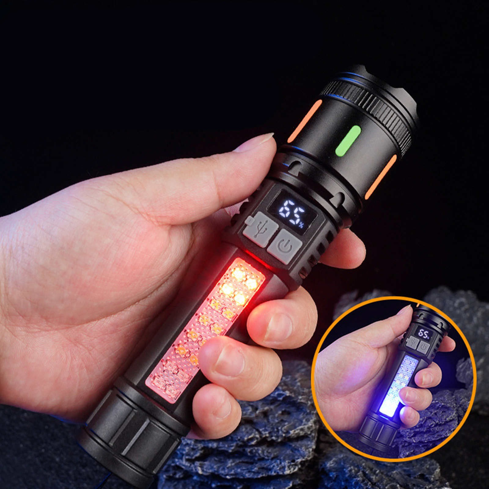 Tactical Flashlight 3000 Lumens Rechargeable IPX6 Waterproof Easy to Carry