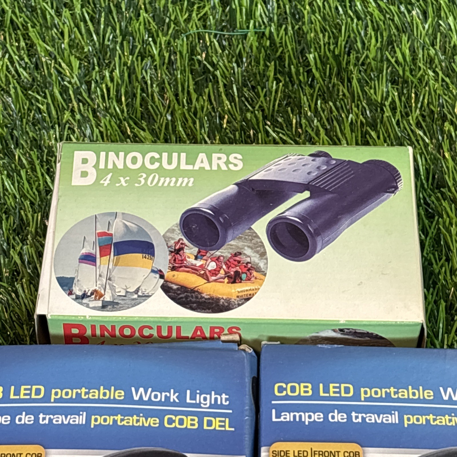 3pc Stocking Stuffer Set – 2 COB LED Work Lights & 4×30 Binoculars
