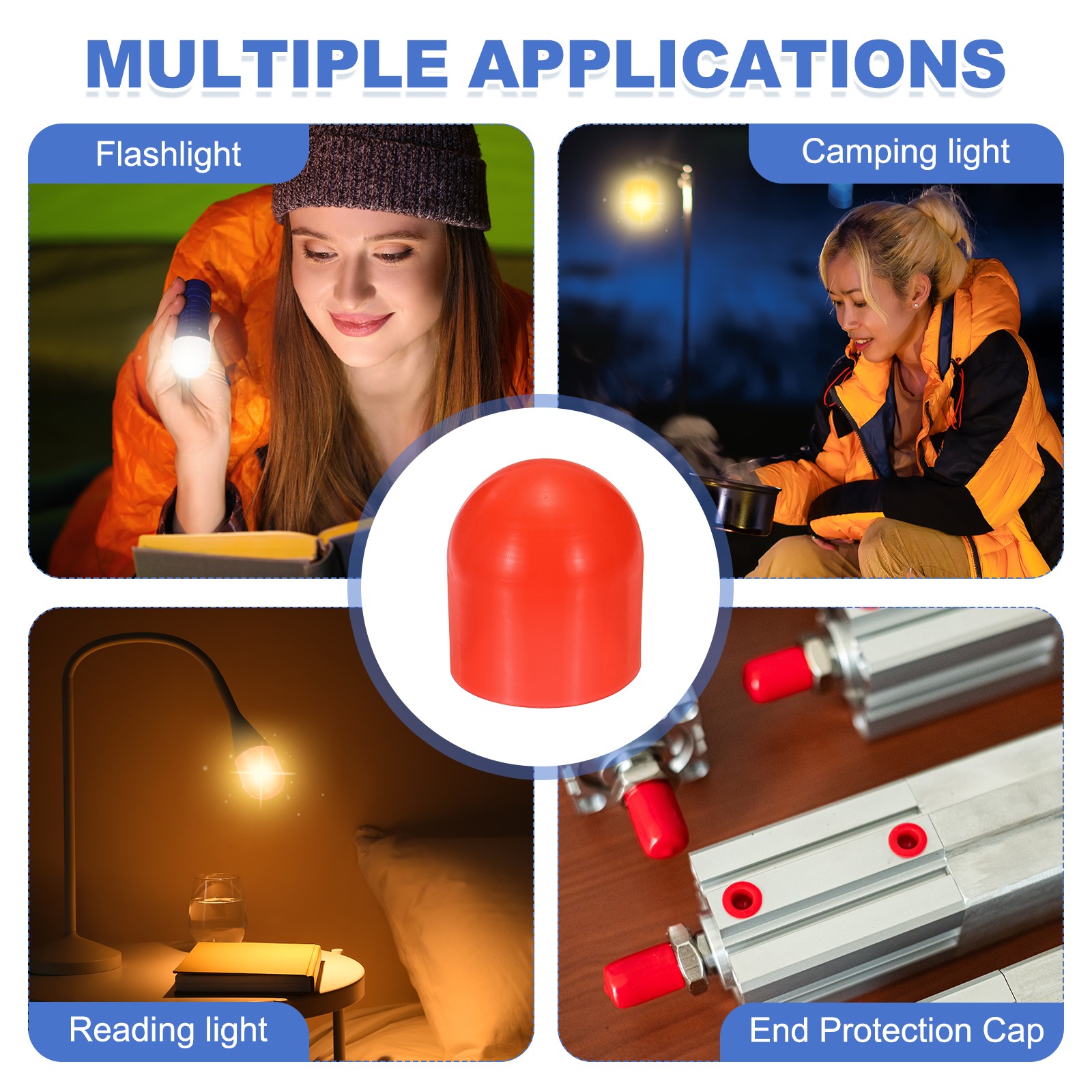 2Pcs Flashlight Diffuser Cap, 43mm IDx50mm Flexible Silicone End Cap, Red/White