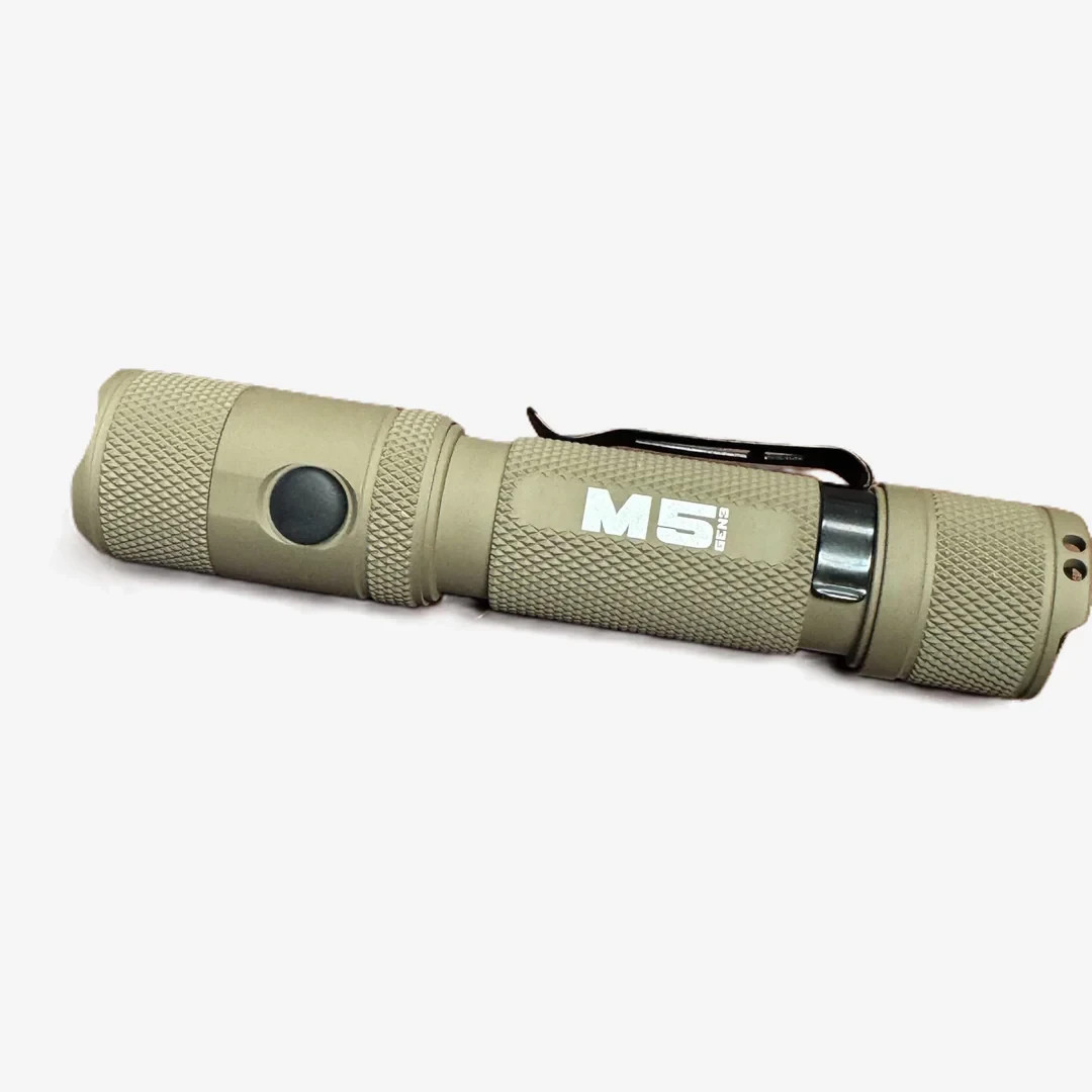 Powertac M5 Gen3 2030 Lumen Rechargeable LED EDC Flashlight, Cerakote FDE Finish