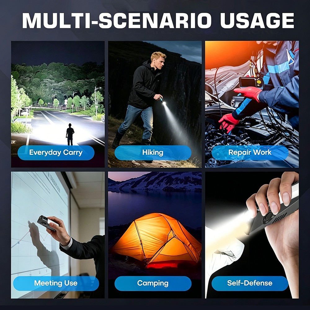 Magnetic 600Lumens Rechargeable LED Work Light Flat Pocket Flashlight w/UV Light