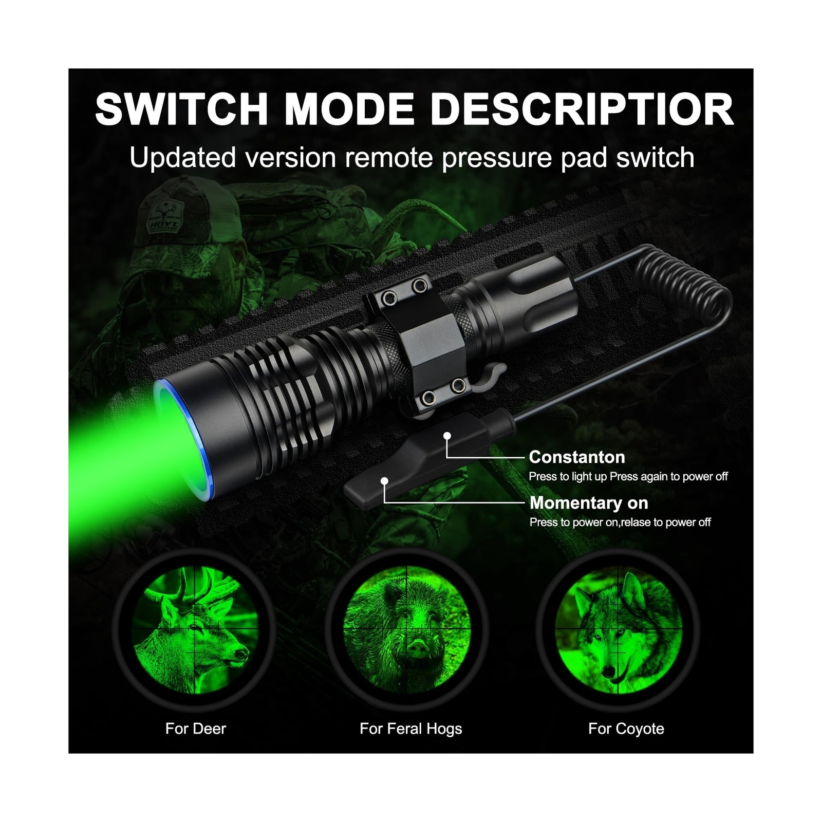 UC20Pro Green Hunting Light Kit, 1783m Spotlight 2200 High Lumen Predator Lig…