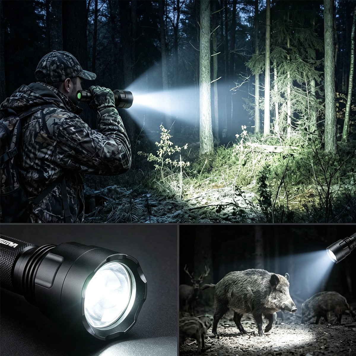 500Yards LED Flashlight Hunting Night Light Torch With Scope Mount 20mm Rail