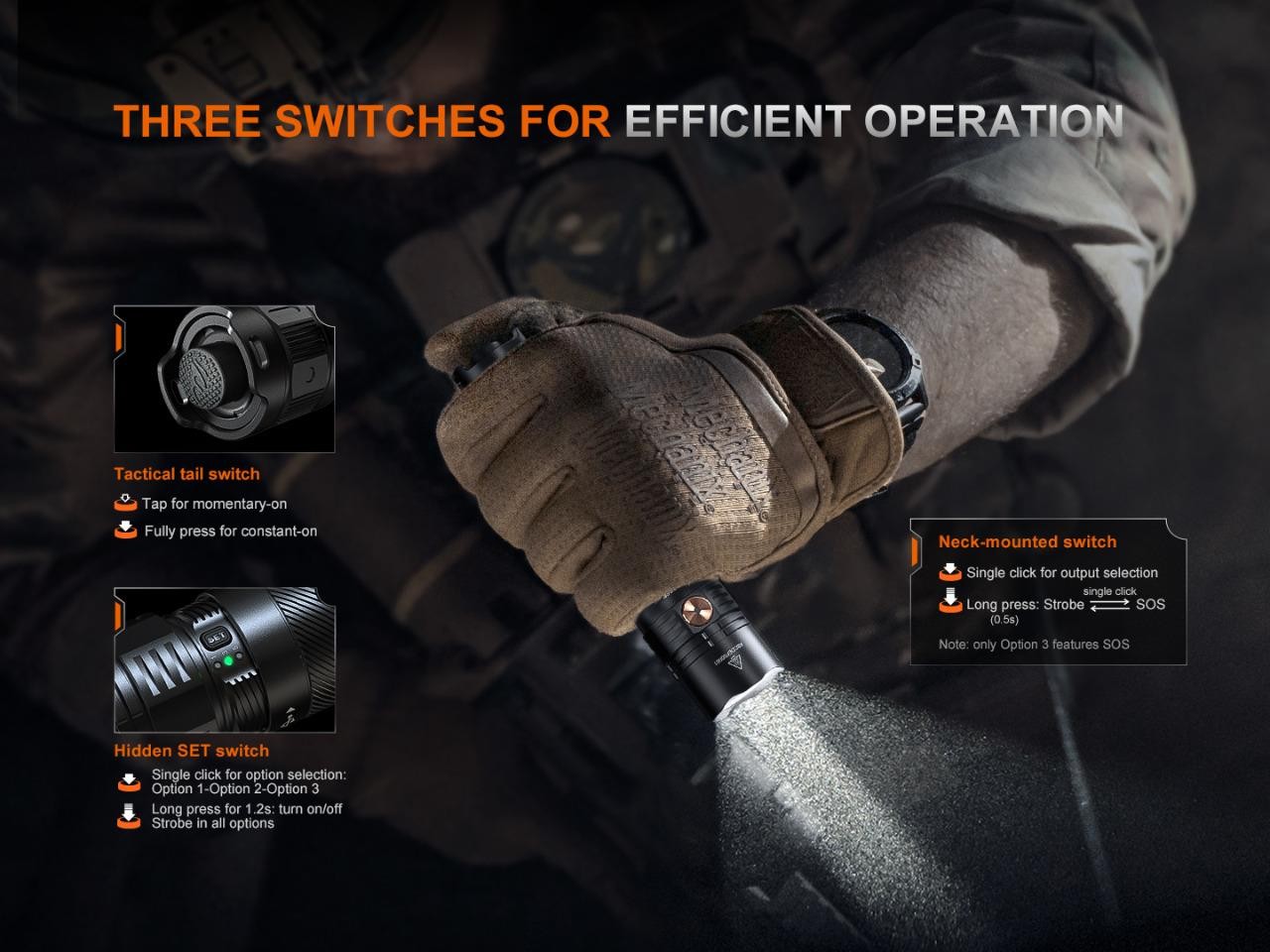 Fenix PD36R ACE 3000 Lumen high powered LED tactical flashlight