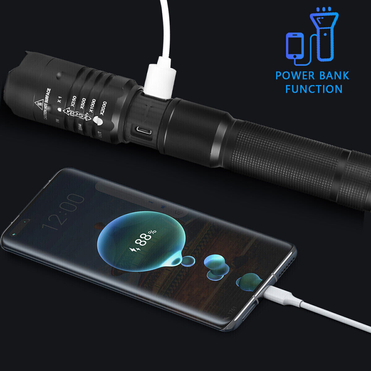 Super-Bright 990000LM LED Tactical Flashlight Zoom Torch w/ Rechargeable Battery