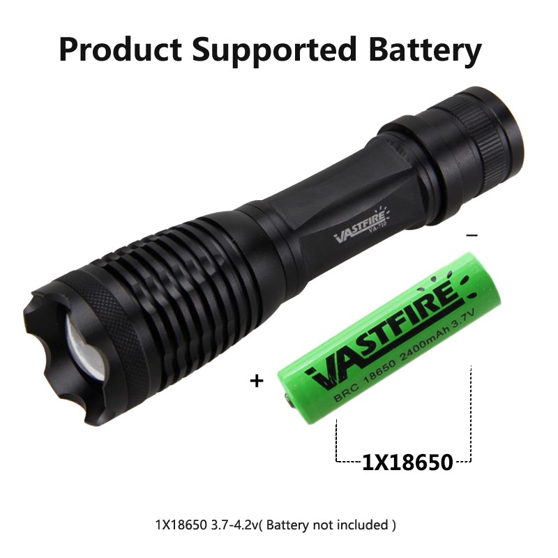 1000LM LED Flashlight Predator Night White Light Rechargeable Torch With Switch