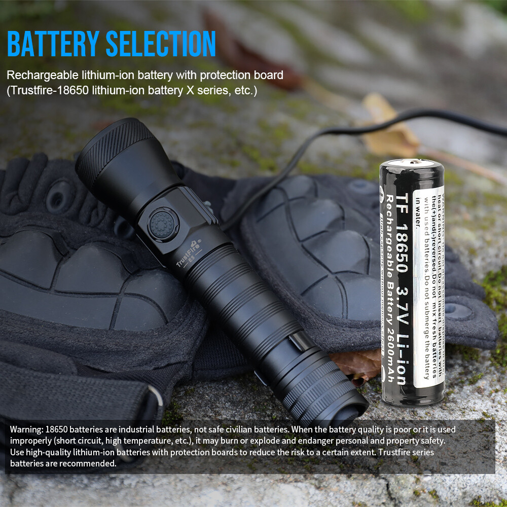 TrustFire 1350 Lumen Rechargeable LED Torch with 450m Range and Zoom Feature US