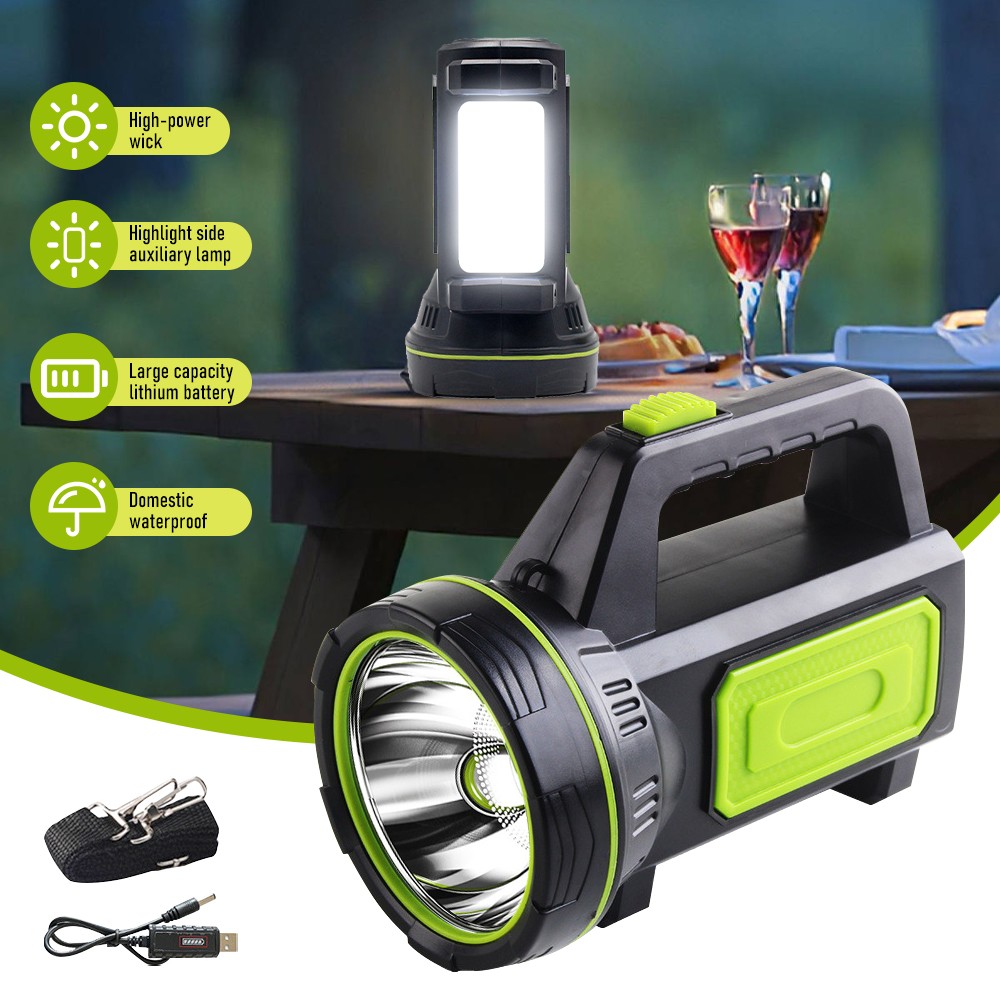 Rechargeable LED Spotlight Flashlight Outdoor Handheld Spot Lights Waterproof