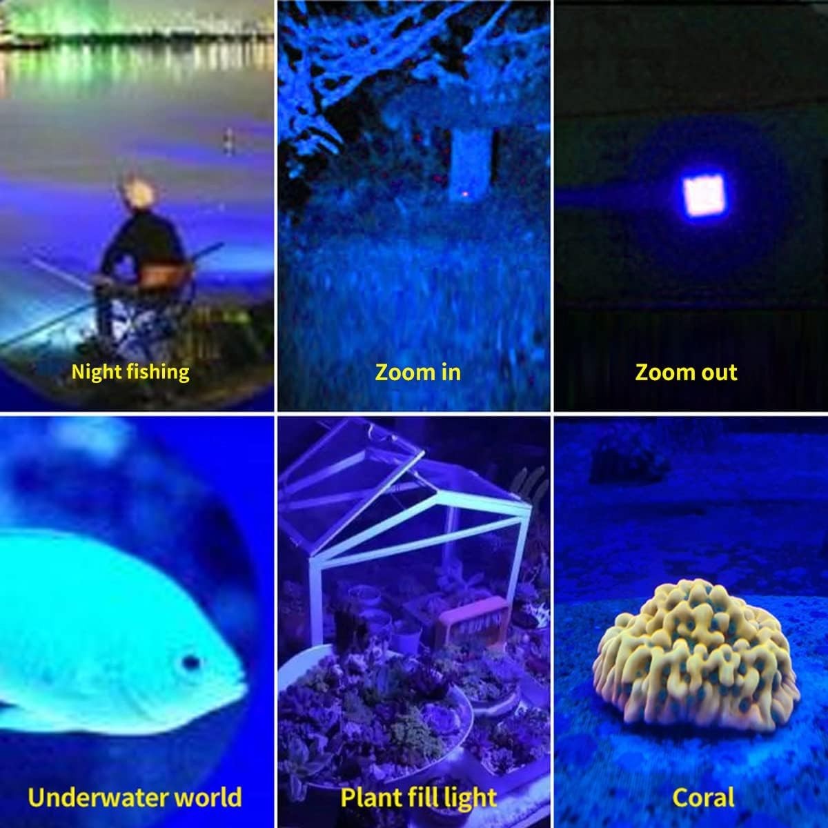 4-in-1 Rechargeable LED Flashlight with Multi-Color Modes